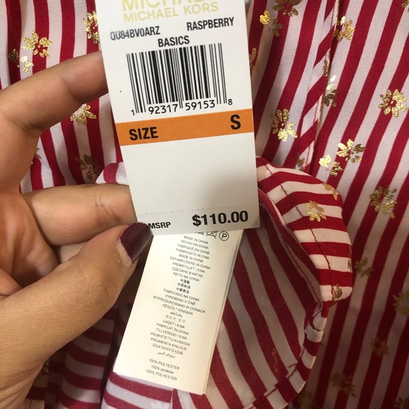 Michael Kors Striped Raspberry Blouse - Picture 4 of 6